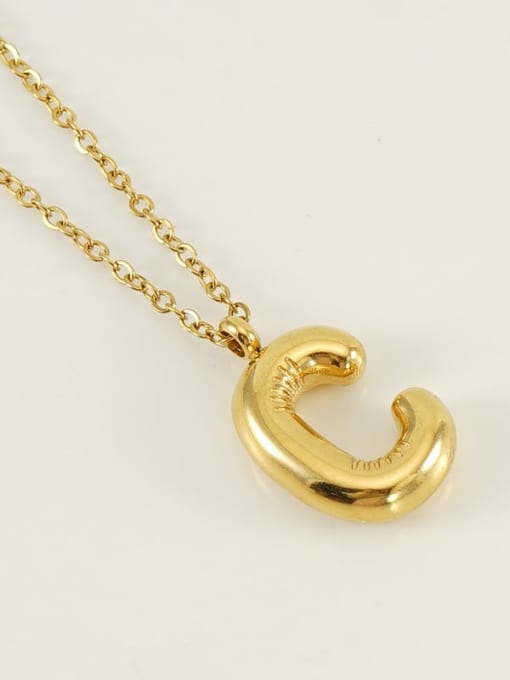 Letter C [Gold] Titanium Steel Letter Necklace With 26 letters